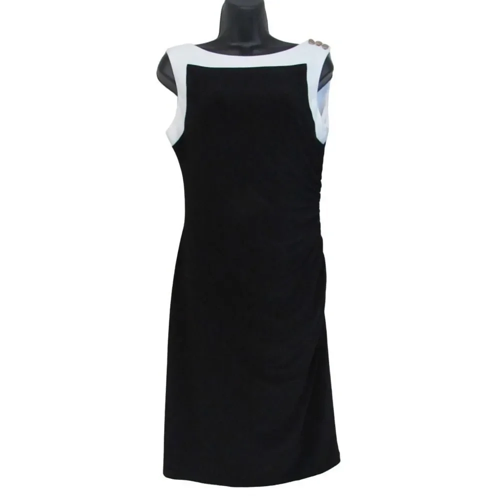 Jones New York Button Shoulder Shirred Sheath Dress 8 - Picture 1 of 7